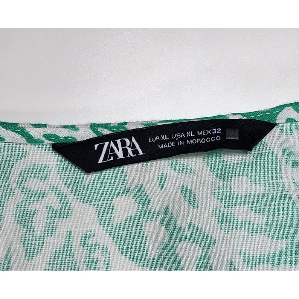 Zara Women's Linen Boho Paisley Cottagecore Resort Mini Dress Size XL - Picture 6 of 10